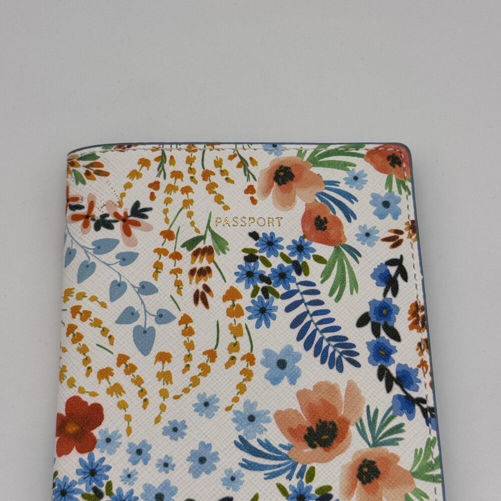 Anthropologie Paloma Passport Holder Travel Wallet Floral Faux Leather - Picture 2 of 9
